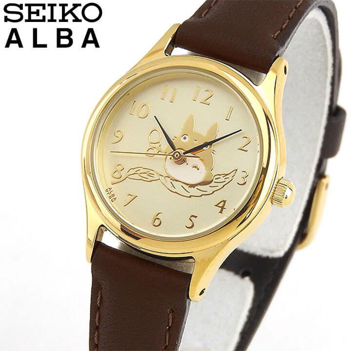 【お取り寄せ】SEIKO セイコー ALBA アルバ となりのトトロ ACCK401 国内正規品 レディース レディス キッズ 子供腕時計 ウォッチ 革ベルト レザー クオーツ アナログ 黄色 イエロー 茶 ブラウン ゴールド 誕生日プレゼント 女性 彼女 女 友達 ギフト