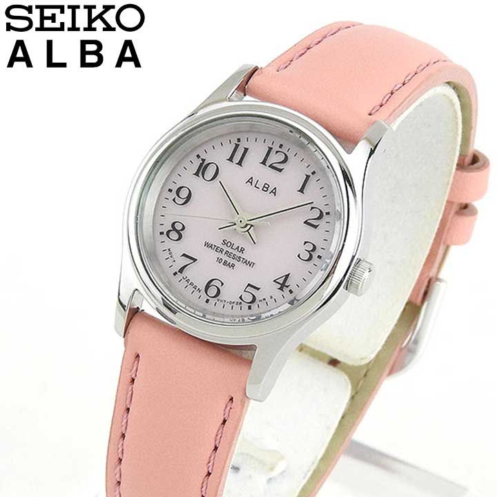 SEIKO セイコー ALBA アルバ AEGD560 国内正規品 レディース レディス 腕時計 ウォッチ レザー バンド ソーラー アナログ ピンク 銀 シルバー 女子 中学生 高校生 誕生日プレゼント 女性 彼女 友達 娘 ギフト