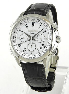 SEIKO セイコー DOLCE & EXCELINE ドルチェ&エクセリーヌ SADA039 国内正規品 メンズ 腕時計 ウォッチ クロコ 革ベルト 電波ソーラー ブラック シルバー 誕生日プレゼント 男性 彼氏 旦那 夫 友達 息子 ギフト 見やすい