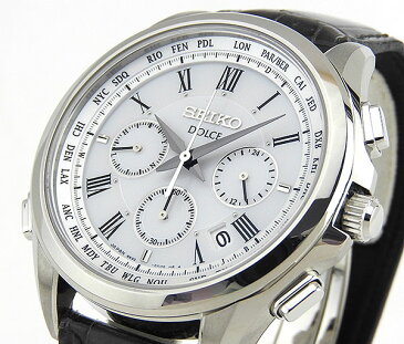 SEIKO セイコー DOLCE & EXCELINE ドルチェ&エクセリーヌ SADA039 国内正規品 メンズ 腕時計 ウォッチ クロコ 革ベルト 電波ソーラー ブラック シルバー 誕生日プレゼント 男性 彼氏 旦那 夫 友達 息子 ギフト 見やすい