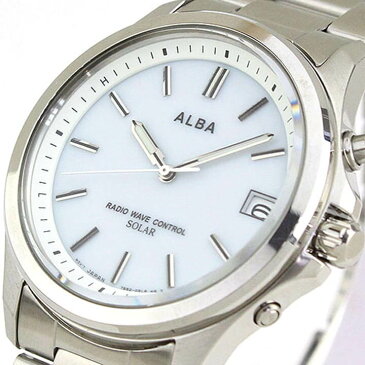 SEIKO セイコー ALBA アルバ AEFY504 国内正規品 メンズ 腕時計 ウォッチ メタル バンド 電波ソーラー アナログ 白 ホワイト 銀 シルバー 商品到着後レビューを書いて7年保証 誕生日プレゼント 男性 彼氏 旦那 夫 ギフト