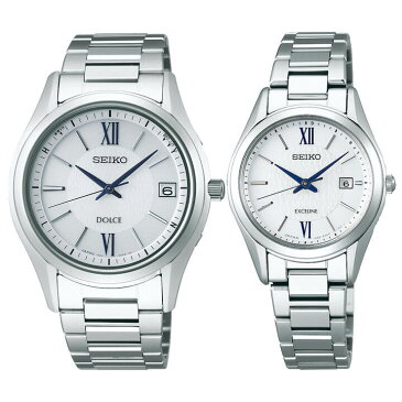 SEIKO セイコー DOLCE & EXCELINE ドルチェ&エクセリーヌ メンズ レディース ペアウオッチ 腕時計 チタン メタル 電波ソーラー SADZ185 SWCW145 シルバー ブルー 国内正規品 Pair watch 誕生日プレゼント