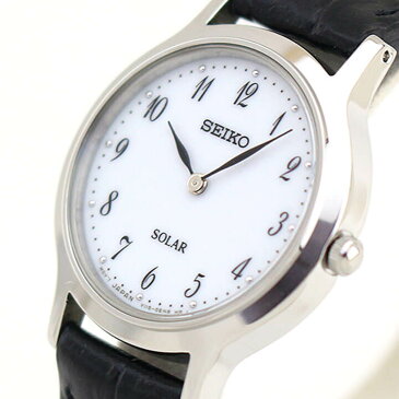 SEIKO セイコー 海外モデル SUP369P1 レディース 腕時計 革ベルト レザー ソーラー アナログ 黒 ブラック 白 ホワイト 銀 シルバー 逆輸入 誕生日 女性 ギフト プレゼント