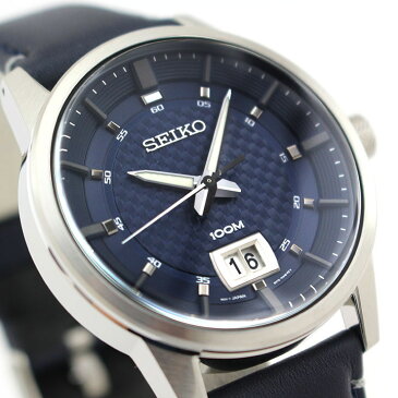 SEIKO セイコー 逆輸入 海外モデル SUR287P1 メンズ 腕時計 革ベルト レザー クオーツ アナログ 青 ネイビー 誕生日 男性 50代 60代 70代 父の日 ギフト プレゼント