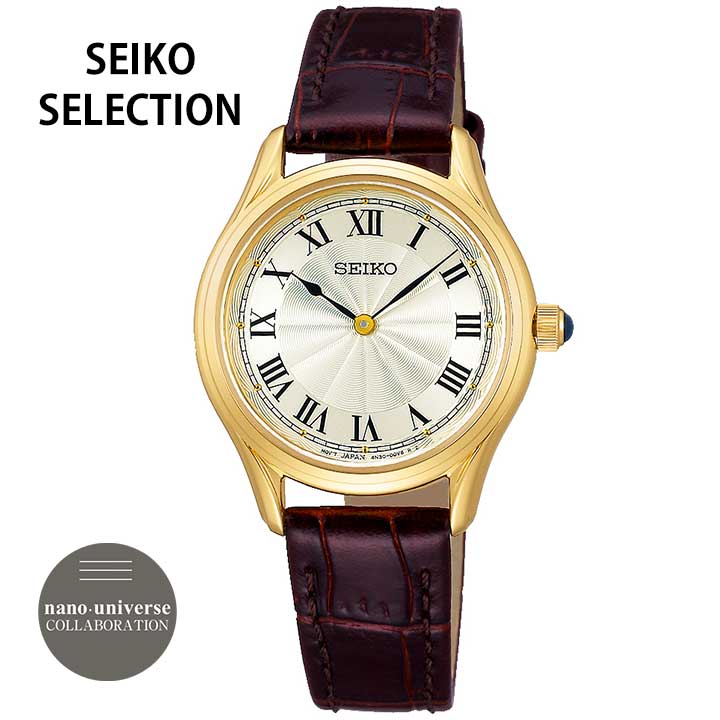 【お取り寄せ】SEIKO SELECTION セイコー セレクション nano・universe ナノ・ユニバース コラボ レディース 腕時計 SSEH014 ブランド シャンパンゴールド 金 革バンド 国内正規品 誕生日プレゼント 女性 彼女 友達 娘 ギフト