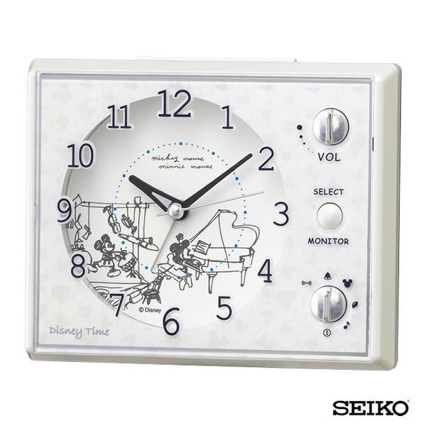 SEIKO セイコークロック キャラクター ミッキー＆フレンズ FD478W 国内正規品 目覚まし 目覚し めざまし 時計 子供 女の子 置時計 ディズニー モノクロ メロディー かわいい