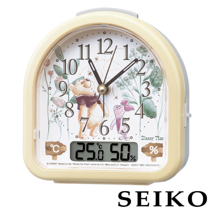 SEIKO セイコークロック FD484Y キッズ ディズニー Disney くまのプーさん 目覚まし時計 キャラクター キャラ 目覚し めざまし 置時計 温度 湿度 かわいい 誕生日プレゼント 子供 男の子 女の子 小学生 国内正規品