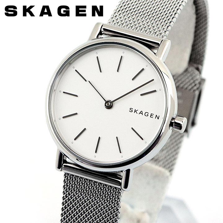 SKAGEN スカーゲン SIGNATUR シグネチャー SKW2692 レディース 腕時計 メタル クオーツ アナログ シンプル 白 ホワイト 銀 シルバー 海外モデル 誕生日プレゼント 女性 彼女 友達 ギフト