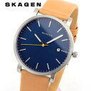 4/1楽天モバイル会員エントリーでポイント10倍 SKAGEN スカーゲン HAGEN ハーゲン メンズ 腕時計 革ベルト レザー カレンダー アナログ 青 ネイビー ライトブラウン SKW6279 海外モデル 中学生 高校生 誕生日プレゼント 男性 彼氏 旦那 夫 友達 ギフト その1