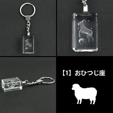 腕時計と一緒にご注文で1円! 【訳あり】キーホルダー 星座 クリスタル 3Dクリスタル星座キーホルダー