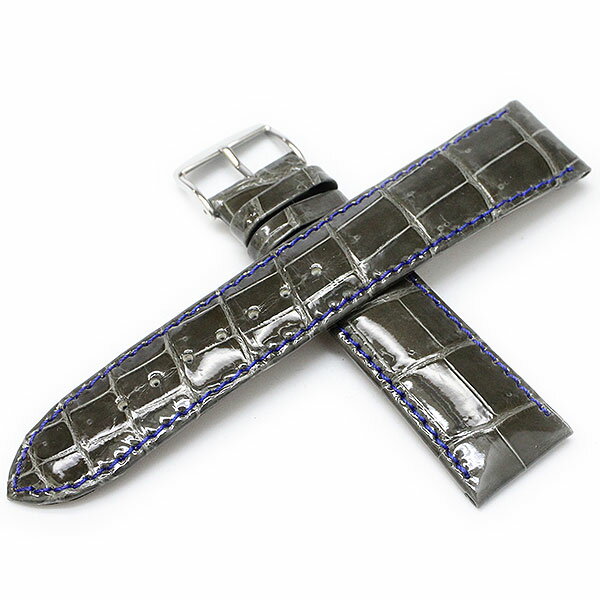 【在庫限り】バンビ クロコダイル 竹斑 グレー 22mm 時計ベルト ワニ革 時計 ベルト 時計バンド 送料無料