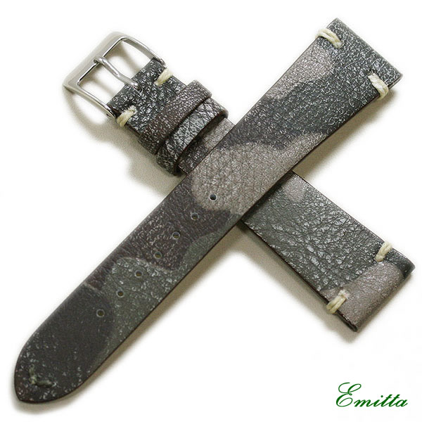 【廃盤】 エミッタ ツヴァイ 時計ベルト カモフラージュ 迷彩 カーフ 牛革 日本製 20mm 22mm 24mm 時計 ベルト 時計バンド 送料無料