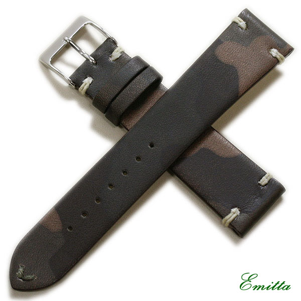 【廃盤】 エミッタ ツヴァイ 時計ベルト カモフラージュ 迷彩 カーフ 牛革 日本製 20mm 22mm 24mm 時計 ベルト 時計バンド 送料無料
