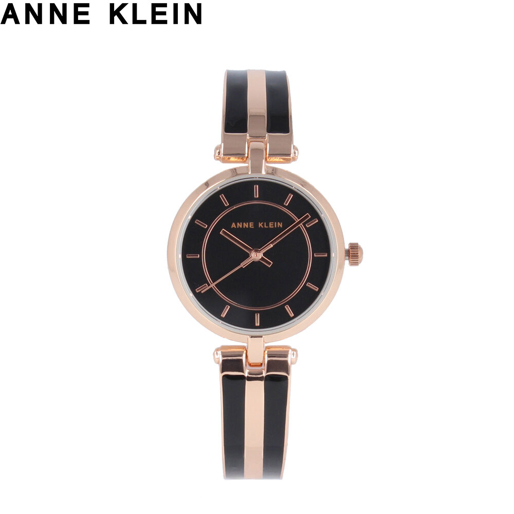 SSで使える5%OFFクーポン配布中！ANNE KLEIN アンクライン腕時計 時計 レディース クオーツ アナログ 3針 ステンレス メタル コンビ ツートン ピンクゴールド ブラック AK 3916BKRGプレゼント ギフト 送料無料