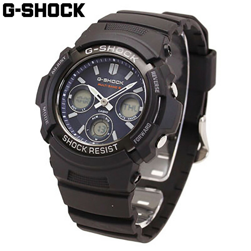 CASIO カシオ G-SHOCK ジーショック Gショック 腕時計 時計 メンズ アナログ デジタル アナデジ ベーシックモデル 防水 カジュアル アウトドア スポーツ 電波 ソーラー ブラック 黒 ブルー 青 AWG-M100SB-2A プレゼント ギフト 1年保証 送料無料 父の日