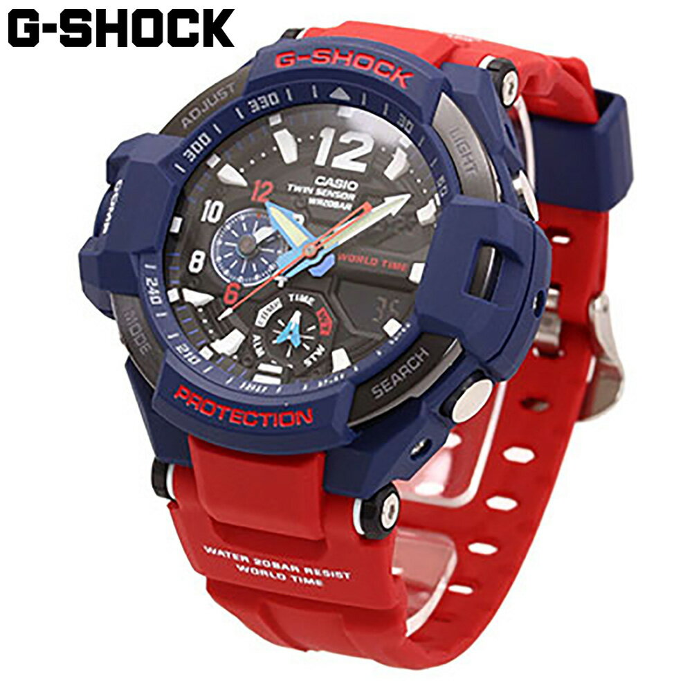 CASIO カシオ G-SHOCK ジーショック Gショック 腕時計 時計 メンズ アナログ デジタル MASTER OF G マスターオブG GRAVITYMASTER グラビティマスター 防水 カジュアル アウトドア ツインセンサー ブルー レッド GA-1100-2Aプレゼント ギフト 1年保証 送料無料 父の日