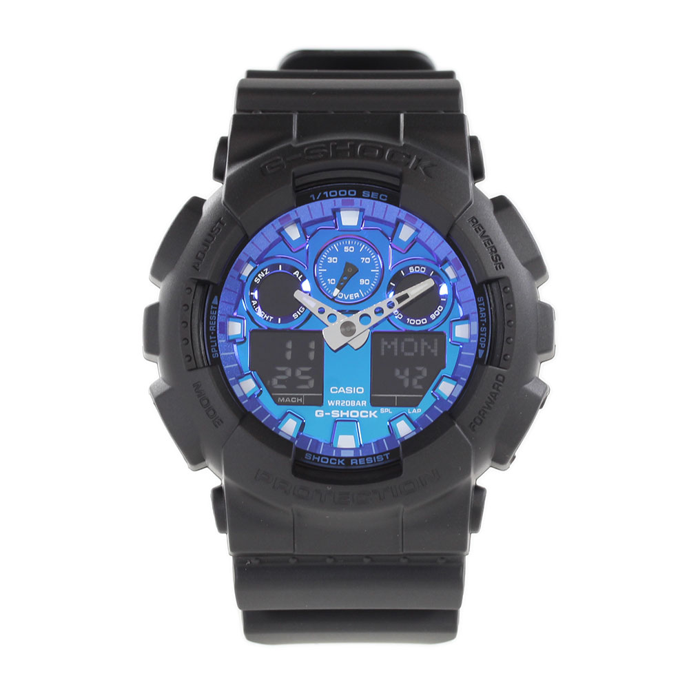 CASIO G-SHOCK GA-100FL-1A メンズ アナデジ Flame inside フレイムシリーズ ブラック ブルー 腕時計 プレゼント ギフト 1年保証 送料無料