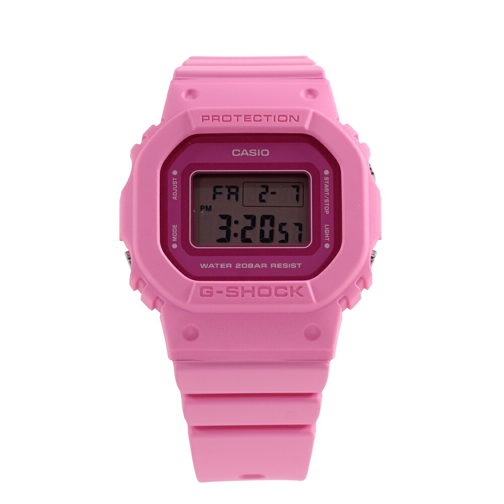 特徴 ムーブメント クオーツ 防水 20気圧防水 サイズ 本体サイズ 縦×横×厚：約45.7×40.5×11.9mm 重さ 約42g バンドサイズ 最小〜最大：約14.5〜19cm 素材 ケース素材 樹脂 ケースカラー ピンク 文字盤カラー ピンク バンド素材 樹脂 バンドカラー ピンク 備考 マニュアル 日本語 商品ケース ジーショック製ボックス 保証書 弊社1年保証 備考 仕入情報 弊社輸入商品(新品並行輸入)時計にタフネスという 新たな概念を築き上げた G-SHOCK。 すべては、落としても壊れない時計を つくるという開発者の熱き信念、 当時の常識を覆す、 無謀ともいえる挑戦から始まった。 どこまでも強く。その先の強さを目指して。G-SHOCK、その挑戦に終わりはない。