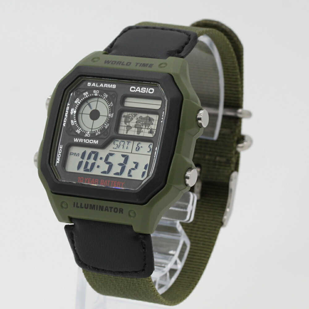 CASIO QUARTZ カシオクオーツ腕時計 AE-1200WHB-3B ワールドトラベラー デジタル ...