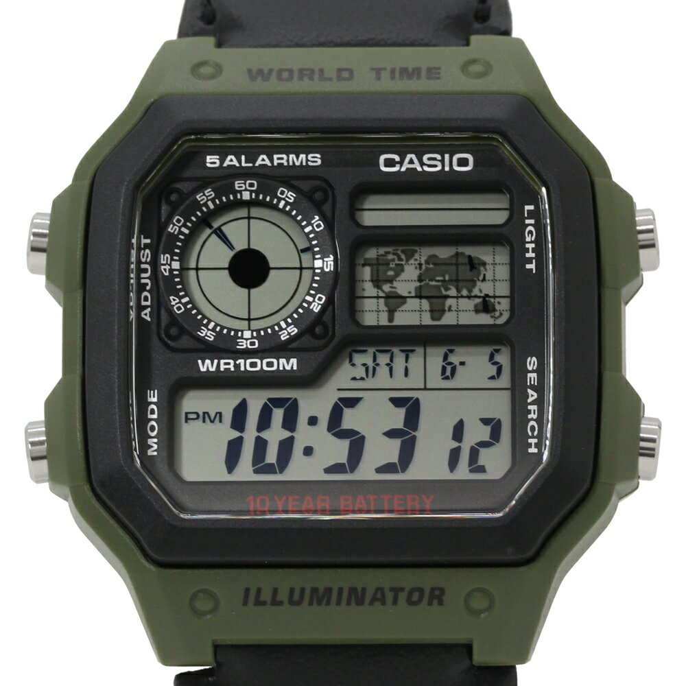CASIO QUARTZ カシオクオーツ腕時計 AE-1200WHB-3B ワールドトラベラー デジタル ...