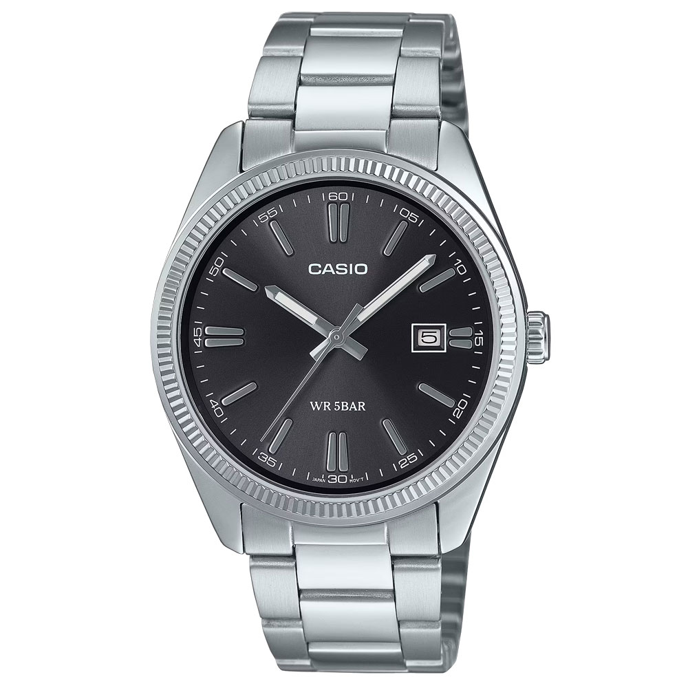 Rakuten - CASIO カシオ MTP-1302D-1A1 アナログ クオーツ シルバー ブラックメンズ腕時計 プレゼント ギフト 1年保証 送料無料