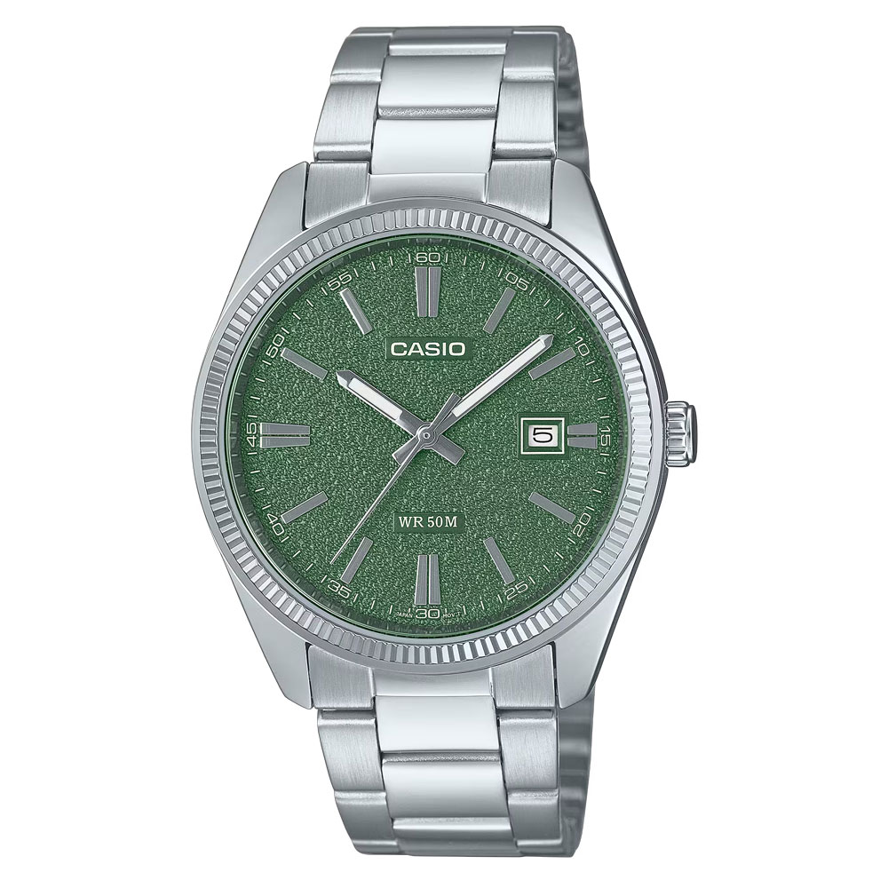 FRANCK MULLER - CASIO カシオ MTP-1302DA-3A アナログ クオーツ STANDARD　スタンダード　シルバー　グリーン メンズ腕時計 プレゼント ギフト 1年保証 送料無料 【ネコポス発送・BOXなし】