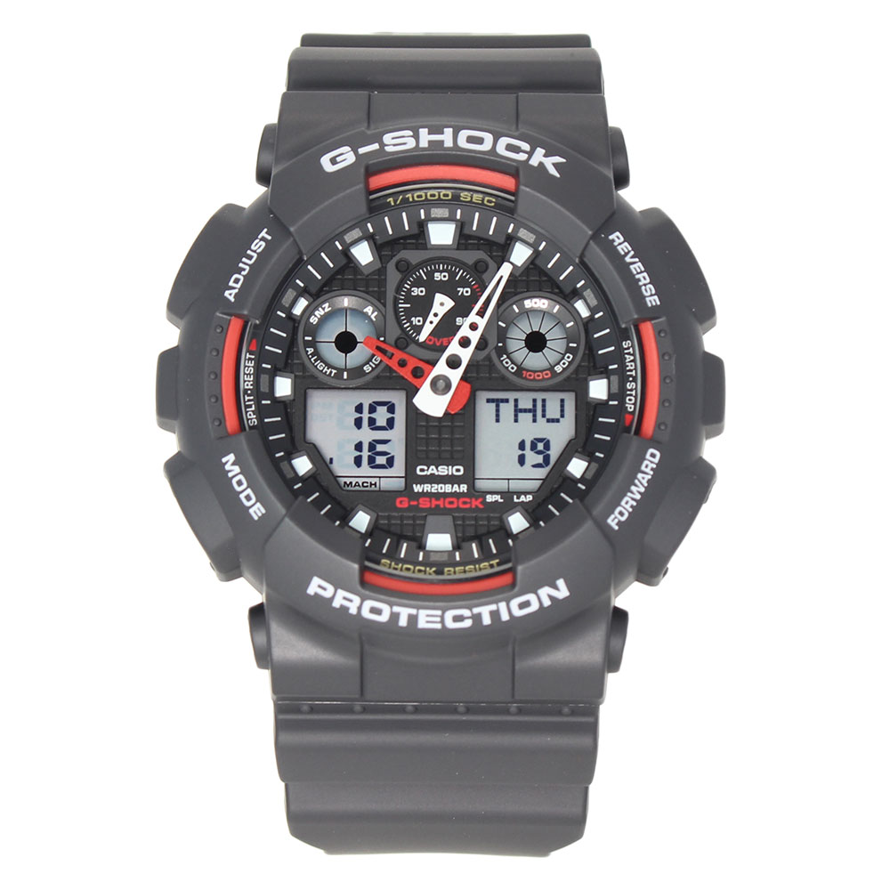 Rakuten - CASIO カシオ G-SHOCK ジーショック Gショック 腕時計 時計 メンズ アナログ デジタル アナデジ ビッグフェイス 防水 カジュアル アウトドア スポーツ ブラック 黒 レッド 赤 GA-100-1A4 プレゼント ギフト 1年保証 送料無料