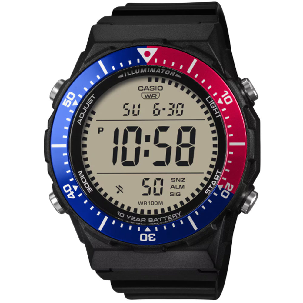 CASIO QUARTZ カシオ AE-1700H-1A2 デジタル クオーツ タイマーベゼル　ブルー　レッド メンズ腕時計 プレゼント ギフト 1年保証 送料無料 【ネコポス発送・BOXなし】