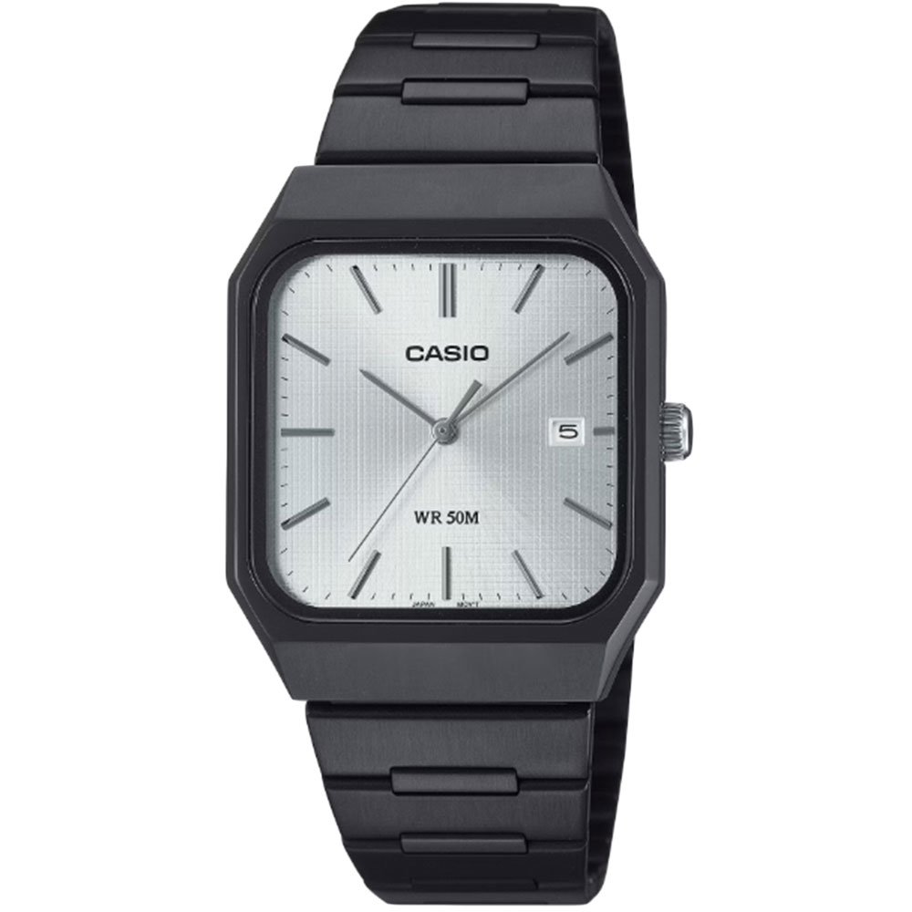 CASIO カシオ MTP-B185B-7A アナログ クオーツ クラシカルデザイン　シルバー　ブラック メンズ腕時計 プレゼント ギフト 1年保証 送料無料 【ネコポス発送・BOXなし】