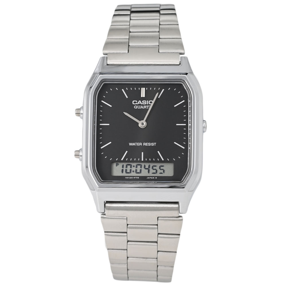 CASIO カシオAQ-230A-1 腕時計 メンズ レディース ユニセックス アナログ デジタル クオーツ メタル シルバープレゼント ギフト 1年保証 送料無料 【ネコポス発送・BOXなし】
