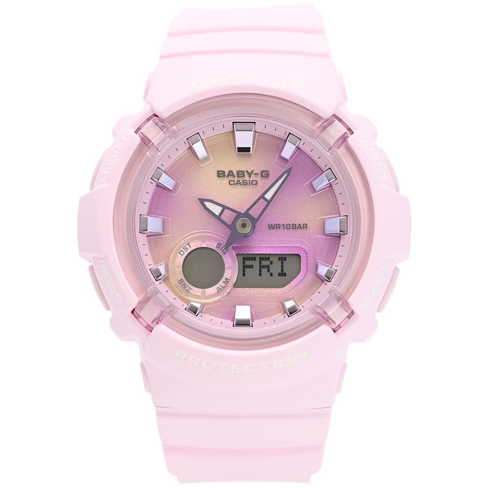時計倉庫TOKIAのCASIO Baby-G BGA-280TD-4A アナデジ クオーツ BGA-280 シリーズ　ピンク　タイダイ模様 レディース腕時計 プレゼント ギフト 1年保証 送料無料｜アングル2
