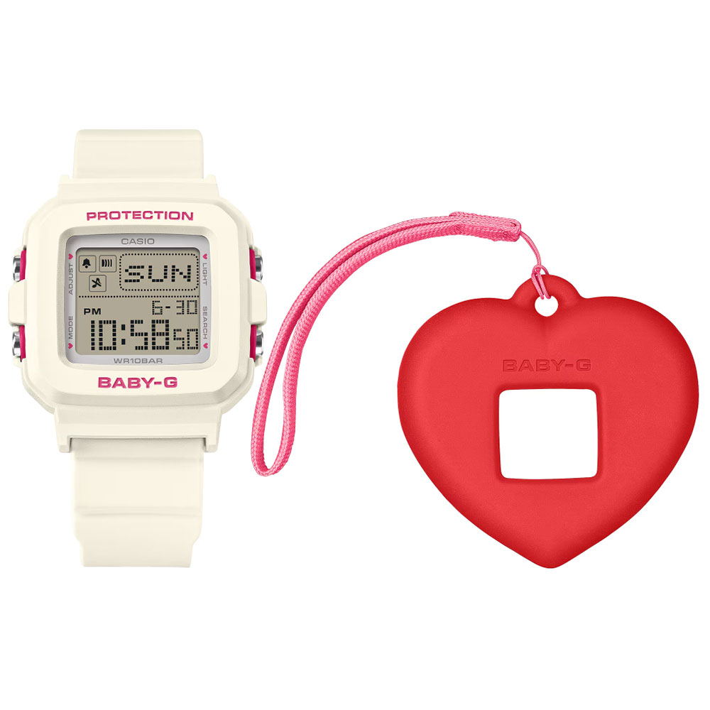 Rakuten - CASIO Baby-G BGD-10KH-7 デジタル クオーツ BGD-10 Series BABY-G＋PLUS ハートモチーフ ホワイト レディース腕時計 プレゼント ギフト 1年保証 送料無料