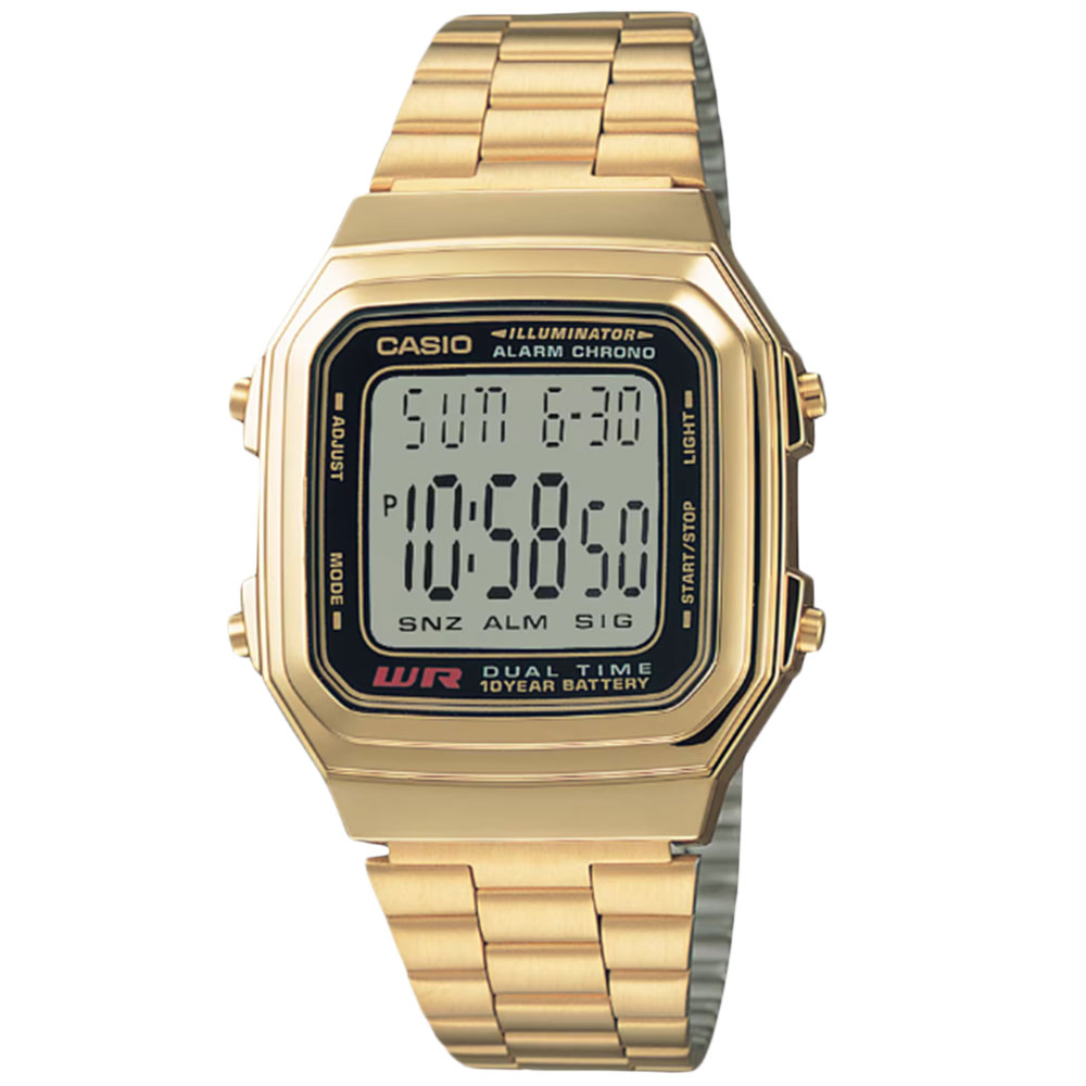 CASIO カシオ STANDARD スタンダード チープカシオ 腕時計 ユニセックス デジタル シンプル レトロ ベーシック ビジネス カジュアル 仕事 防水 ステンレス メタル ゴールド 金 A178WGA-1プレゼント ギフト 1年保証 送料無料 【ネコポス発送・BOXなし】