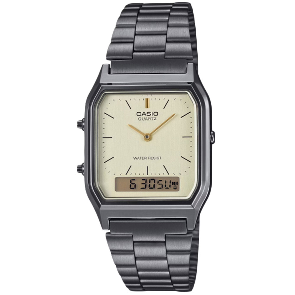 Rakuten - CASIO カシオ STANDARD スタンダード チープカシオ 腕時計 メンズ レディース ユニセックス アナログ デジタル アナデジ スクエア カジュアル シンプル クラシック メタル ゴールド 金 AQ-230GG-9Aプレゼント ギフト 1年保証 送料無料 【ネコポス発送・BOXなし】