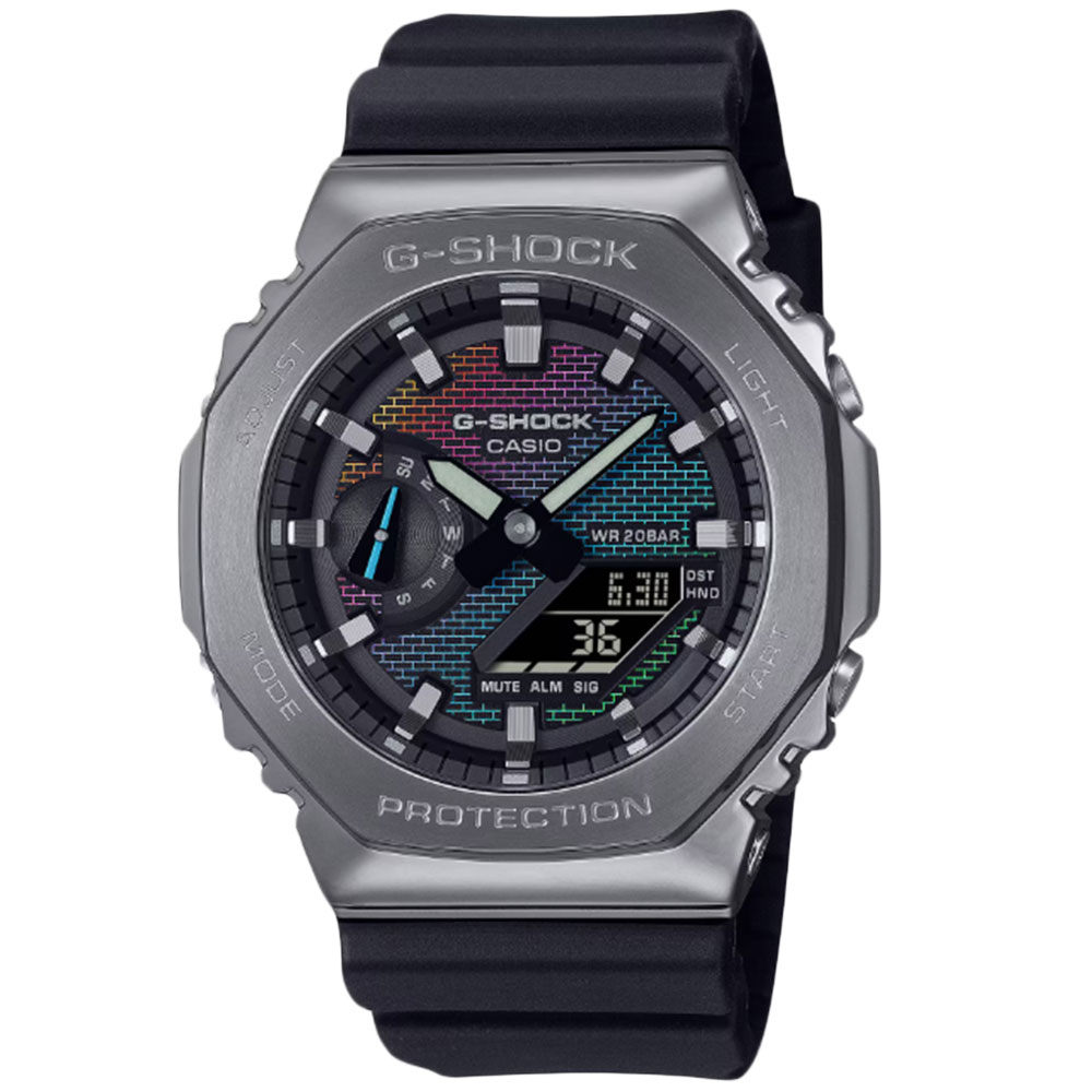 Rakuten - CASIO G-SHOCK GM-2100BRW-1A アナデジ クオーツ G-STEEL　GM-2100シリーズ　レンガ壁パターン　レインボー メンズ腕時計 プレゼント ギフト 1年保証 送料無料