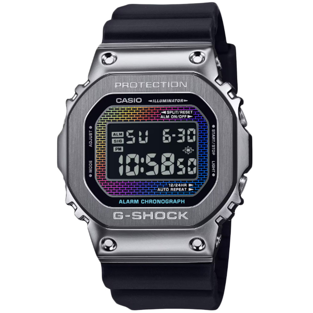 樂天商城 - CASIO G-SHOCK GM-5600BRW-1 デジタル クオーツ G-STEEL　GM-5600シリーズ　レンガ壁パターン　レインボー メンズ腕時計 プレゼント ギフト 1年保証 送料無料