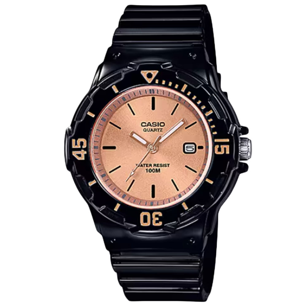 CASIO カシオ カシオスタンダード チープカシオ 腕時計 レディース 防水 クオーツ アナログ 3針 ブラック オレンジ LRW-200H-9E2 【ネコポス発送 BOXなし】