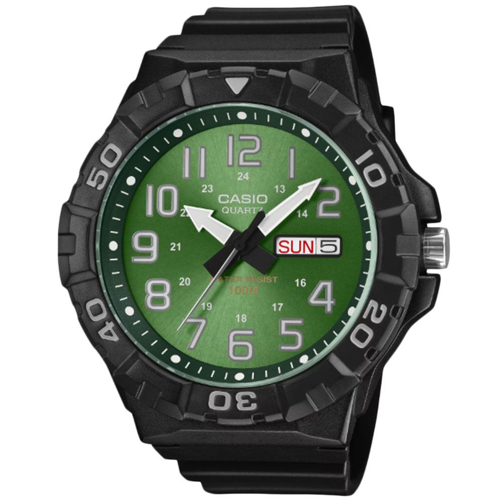 Rakuten - CASIO CASIO QUARTZ MRW-210H-3B アナログ クオーツ グリーン メンズ腕時計 プレゼント ギフト 1年保証 送料無料