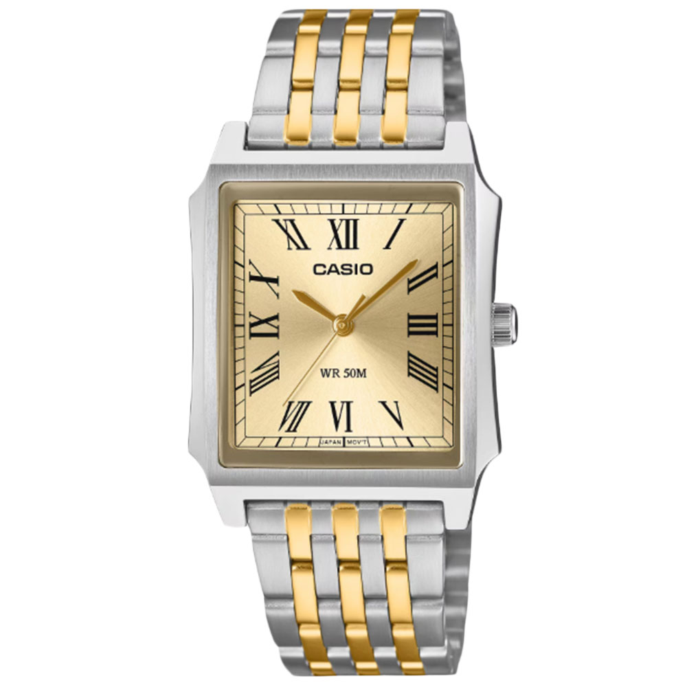 Rakuten - CASIO CASIO QUARTZ MTP-B190SG-9B アナログ クオーツ シルバー　ゴールド メンズ腕時計 プレゼント ギフト 1年保証 送料無料