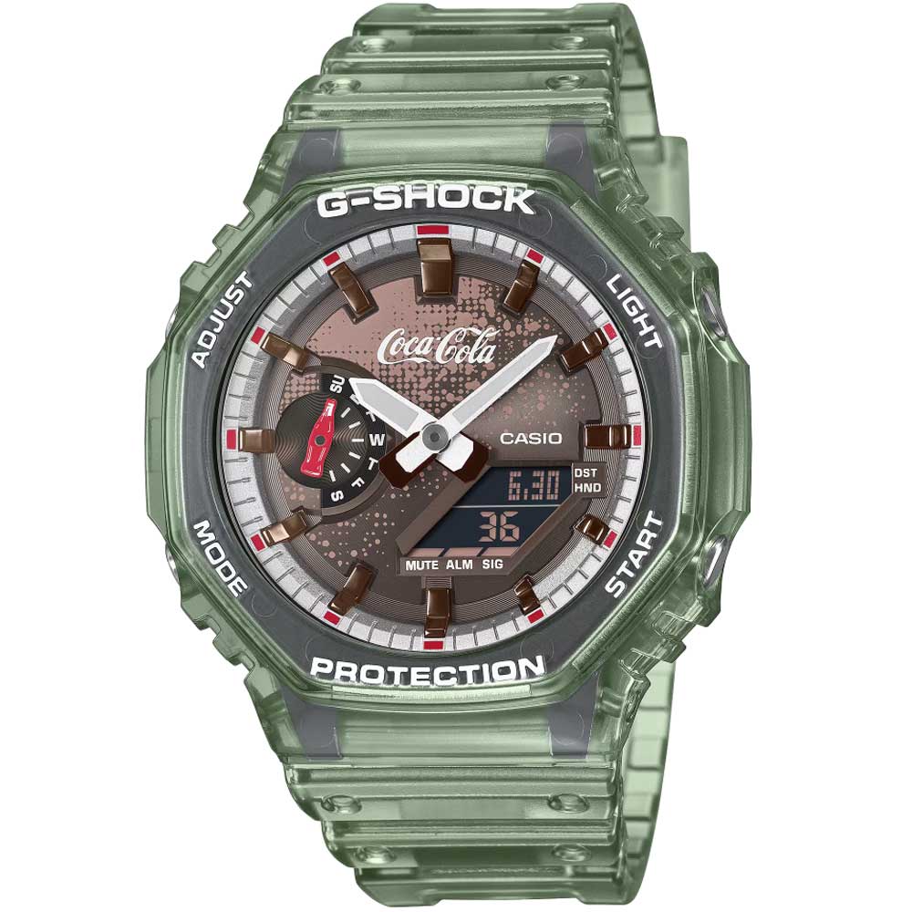 Rakuten - CASIO G-SHOCK GA-2100CC-3A アナデジ クオーツ Coca-Colaコラボレーションモデル　クリア　Gショック カーボンコアガード　ジーショック　国内モデル メンズ腕時計 プレゼント ギフト 1年保証 送料無料
