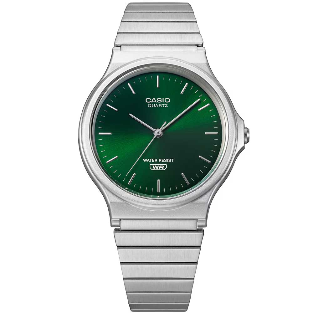 Rakuten - 【SSクーポン配布中】CASIO カシオ MQ-24DA-3A アナログ クオーツ エコパッケ−ジ　Collection STANDARD シルバー　グリーン メンズ腕時計 プレゼント ギフト 1年保証 送料無料
