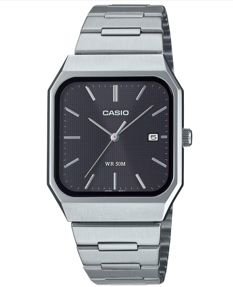 Rakuten - CASIO カシオ MTP-B185D-1A アナログ クオーツ クラシックデザイン 日付表示　シルバー　ブラック メンズ腕時計 プレゼント ギフト 1年保証 送料無料【ネコポス発送・BOXなし】