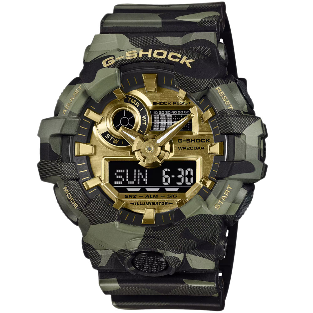 樂天商城 - CASIO G-SHOCK GA-700CMG-3A アナデジ クオーツ CAMO AND GOLD ゴールド カモフラ ジーショック カシオ メンズ腕時計 プレゼント ギフト 1年保証 送料無料