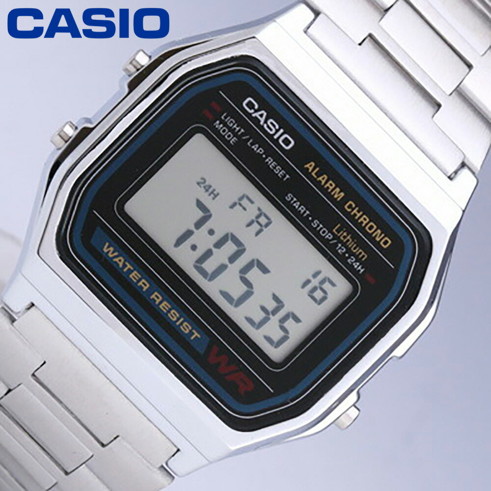 CASIO カシオ STANDARD スタンダード チープカシオ 腕時計 時計 メンズ レディース ユニセックス デジタル ベーシック 定番 スクエア カジュアル シンプル クラシック メタル シルバー 銀 軽量 A158WA-1プレゼント ギフト 1年保証 送料無料 母の日