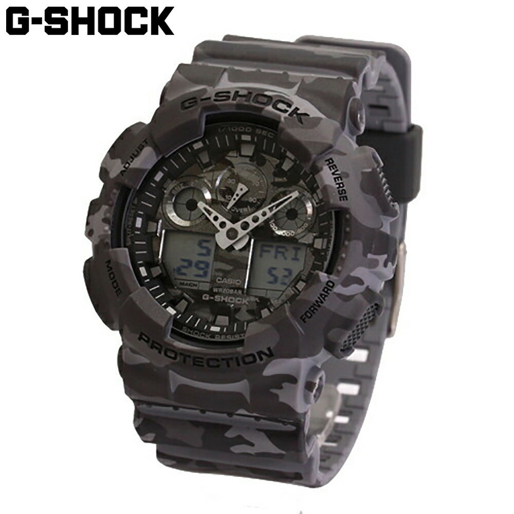 期間限定でポイント2倍！CASIO カシオ G-SHOCK ジーショック Gショック 腕時計 時計 メンズ アナログ デジタル アナデジ ビッグフェイス 防水 カジュアル アウトドア スポーツ グレー カモ 迷彩 ミリタリー GA-100CM-8Aプレゼント ギフト 1年保証 送料無料