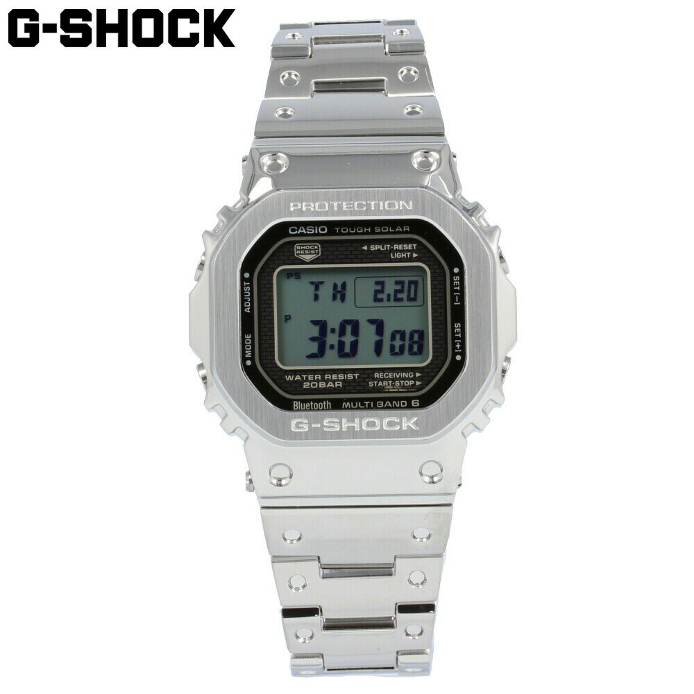 CASIO カシオ G-SHOCK ジーショック Gショック 腕時計 時計 メンズ デジタル 電波 ソーラー フルメタル ベーシックモデル 防水 カジュアル アウトドア スポーツ シルバー 銀 スピード スクエア GMW-B5000D-1プレゼント ギフト 1年保証 送料無料