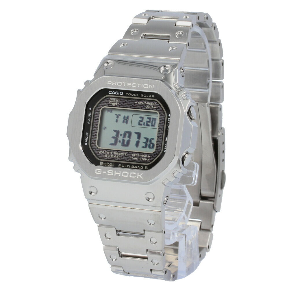 CASIO カシオ G-SHOCK ジーショック Gショック 腕時計 時計 メンズ デジタル 電波 ソーラー フルメタル ベーシックモデル 防水 カジュアル アウトドア スポーツ シルバー 銀 スピード スクエア GMW-B5000D-1プレゼント ギフト 1年保証 送料無料