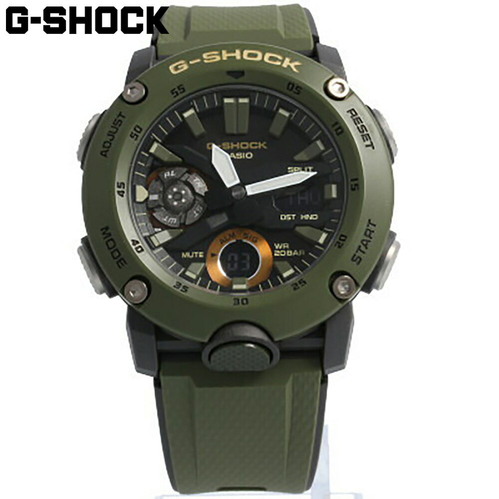 CASIO カシオ G-SHOCK ジーショック Gショック 腕時計 時計 メンズ アナログ デジタル アナデジ カーボン コア ラウンド 防水 カジュアル アウトドア スポーツ グリーン 緑 カーキ ミリタリー 軽量 GA-2000-3A プレゼント ギフト 1年保証 送料無料