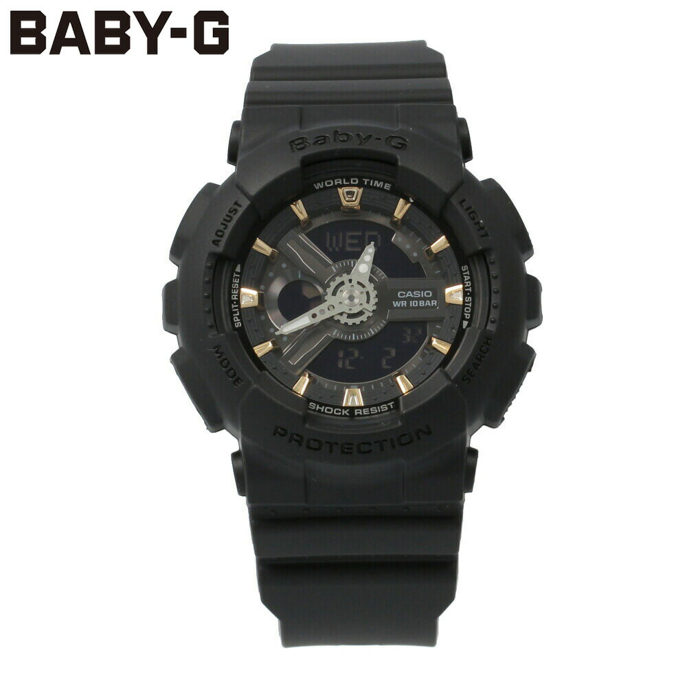 CASIO カシオ Baby-G ベビージー ベビーG 腕時計 時計 レディース アナログ デジタル アナデジ ベーシックモデル 防水 カジュアル アウトドア スポーツ ブラック 黒 ゴールド 金 BA-110GA-1Aプレゼント ギフト 1年保証 送料無料