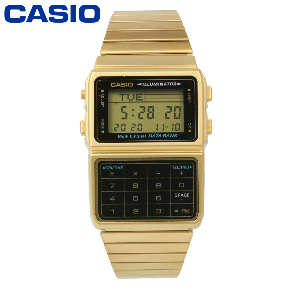 CASIO カシオ STANDARD スタンダード チープカシオ腕時計 時計 メンズ レディース ユニセックス デジタル DATA BANK データバンク 定番 カジュアル レトロ クラシック メタル ゴールド 金 軽量 DBC-611G-1プレゼント ギフト 1年保証 送料無料 父の日